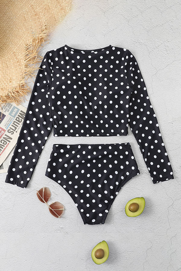Clearance | Polka Dot Two Pieces Long Sleeve UPF50+ Rash Guard