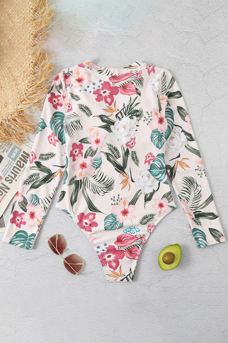 Sweety Pink Floral Zip Long manga Upf50+ sarpullido Guardia