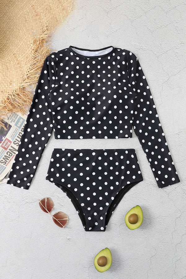 Clearance | Polka Dot Two Pieces Long Sleeve UPF50+ Rash Guard