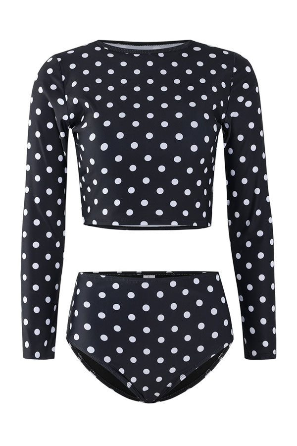 Clearance | Polka Dot Two Pieces Long Sleeve UPF50+ Rash Guard