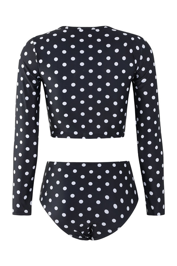 Clearance | Polka Dot Two Pieces Long Sleeve UPF50+ Rash Guard