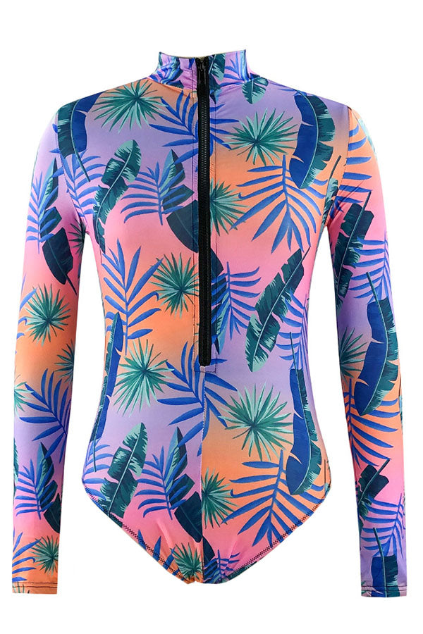 Impresión multicolor de talla grande Manga larga UPF50+ sarpullido