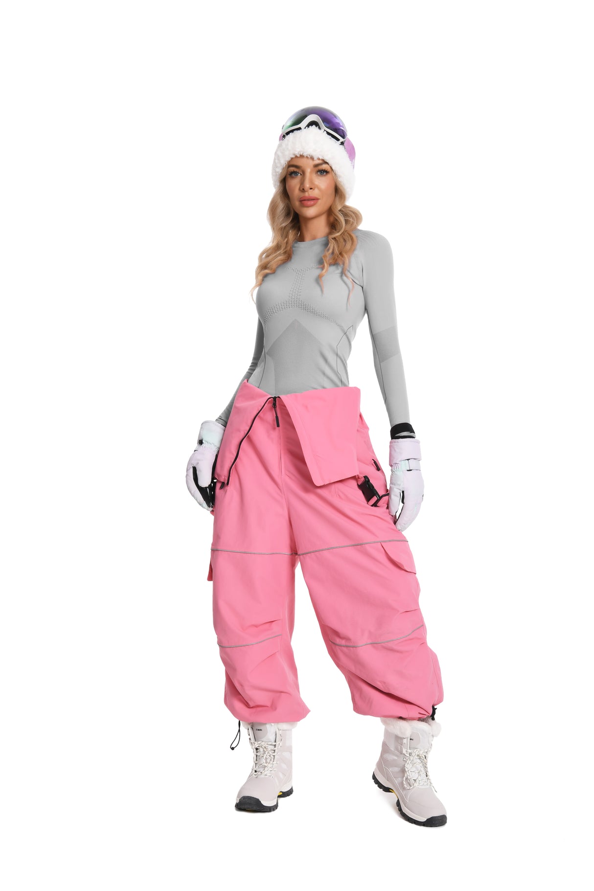 Women Thermal Sports Warm-Up Underwear Set for Skiing GRAY