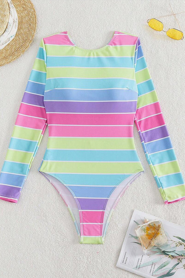 Minceur Gris Manches Longues Zipper Triangle Maillot de Bain Une Pièce UPF50 Rash Guard
