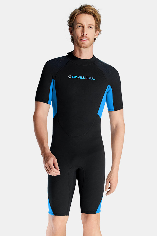 Cousue de maillot de bain de surf à manches courtes à manches courtes à une seule pièce pour hommes