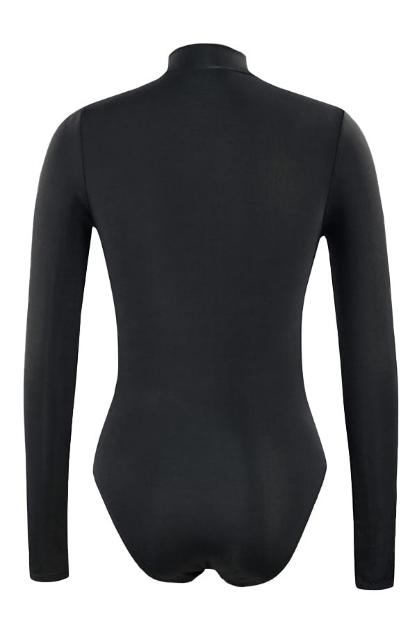 Talla grande sólido cuello alto manga larga UPF50+ sarpullido