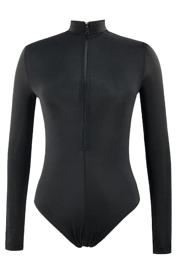 Talla grande sólido cuello alto manga larga UPF50+ sarpullido