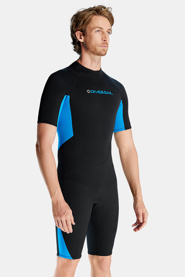 Cousue de maillot de bain de surf à manches courtes à manches courtes à une seule pièce pour hommes