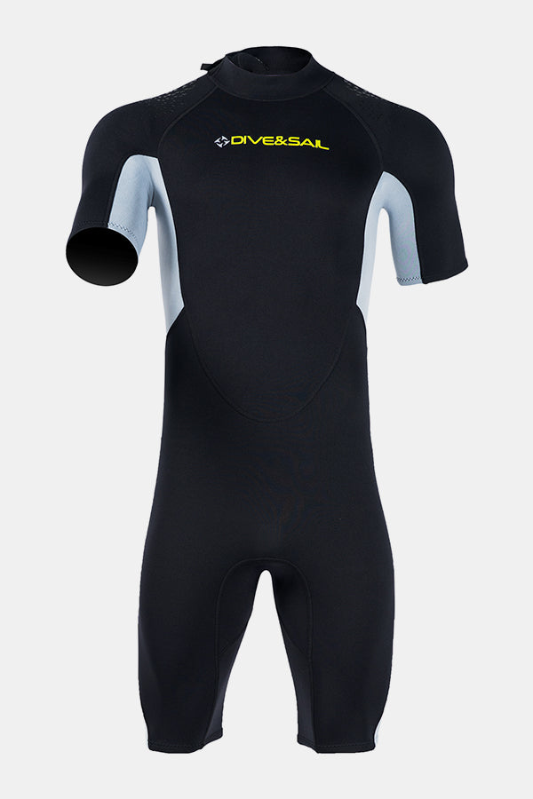 Cousue de maillot de bain de surf à manches courtes à manches courtes à une seule pièce pour hommes