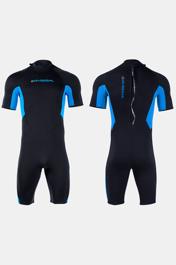 Cousue de maillot de bain de surf à manches courtes à manches courtes à une seule pièce pour hommes