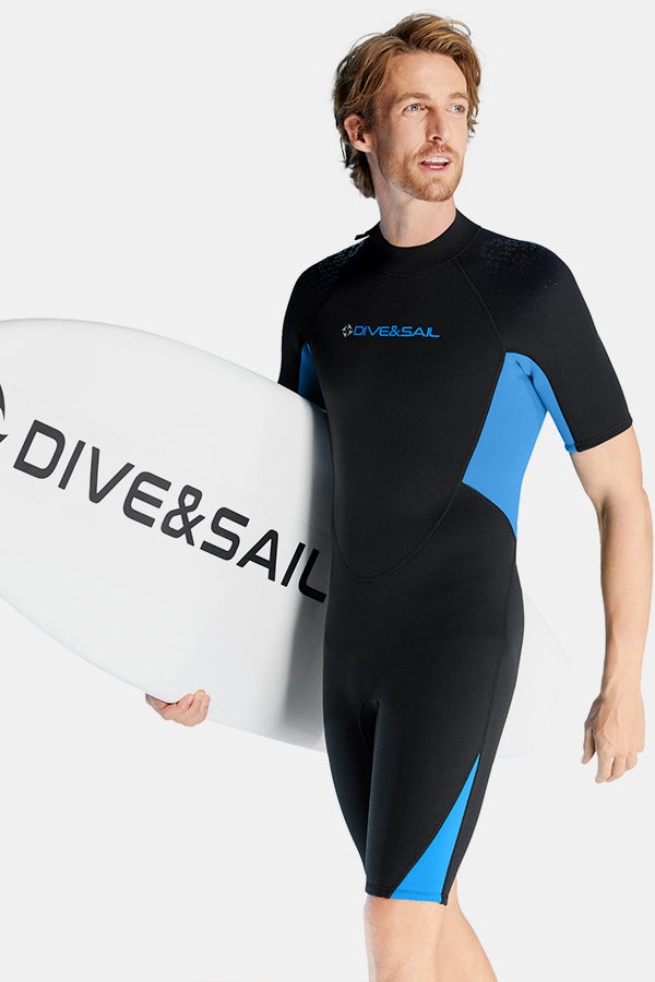 Cousue de maillot de bain de surf à manches courtes à manches courtes à une seule pièce pour hommes