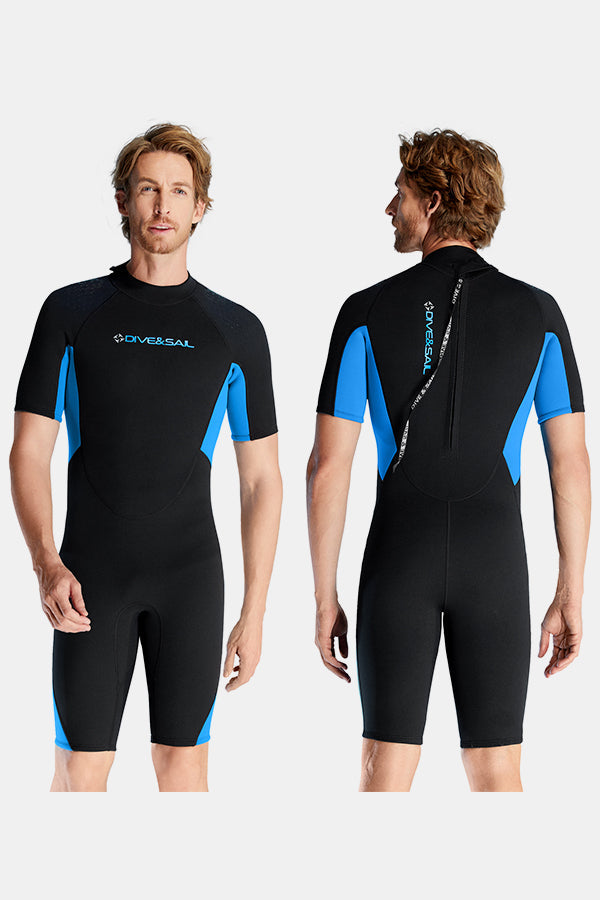 Cousue de maillot de bain de surf à manches courtes à manches courtes à une seule pièce pour hommes