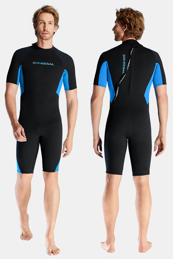 Cousue de maillot de bain de surf à manches courtes à manches courtes à une seule pièce pour hommes