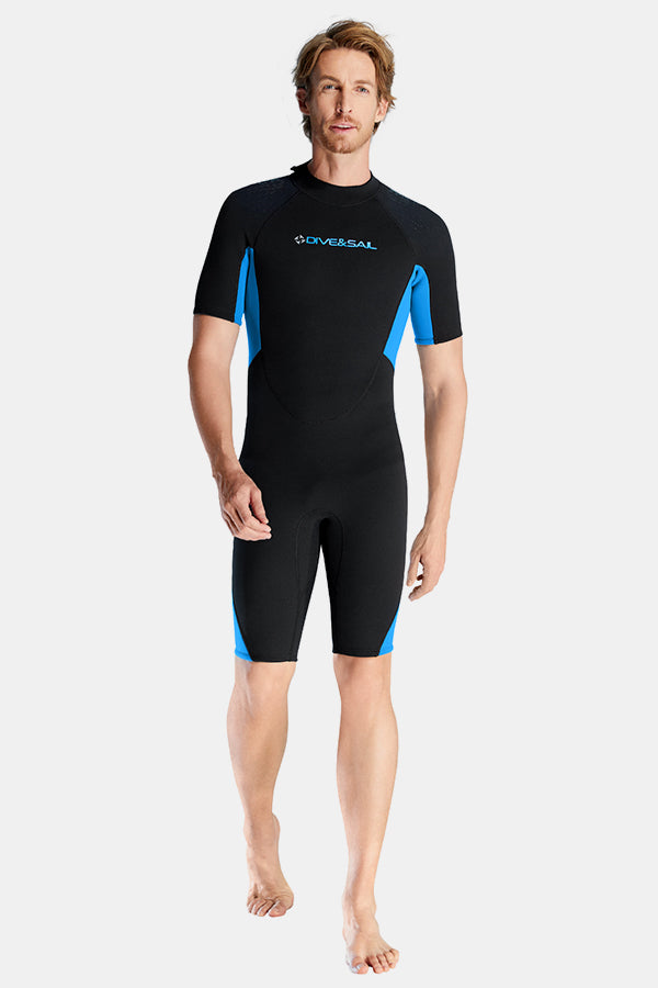 Cousue de maillot de bain de surf à manches courtes à manches courtes à une seule pièce pour hommes