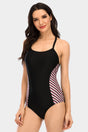 Attraco Women's Stripe Slimming Thin Strap One Piece Swimsuit-Attraco | Fashion Outdoor Clothing