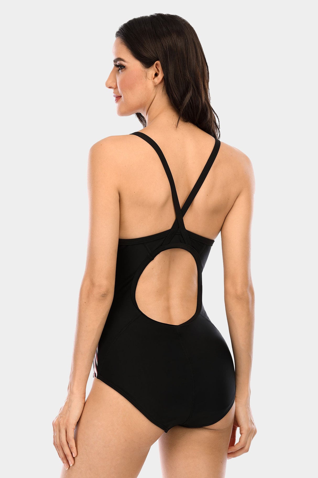Attraco Women's Stripe Slimming Thin Strap One Piece Swimsuit-Attraco | Fashion Outdoor Clothing