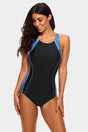 Attraco Women's Blue Print Slimming Wide Strap One Piece Swimsuit-Attraco | Fashion Outdoor Clothing
