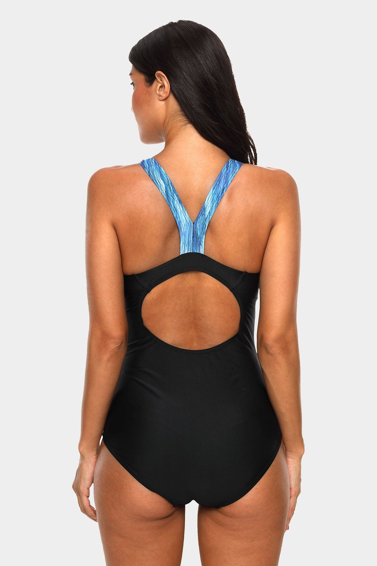 Attraco Women's Blue Print Slimming Wide Strap One Piece Swimsuit-Attraco | Fashion Outdoor Clothing