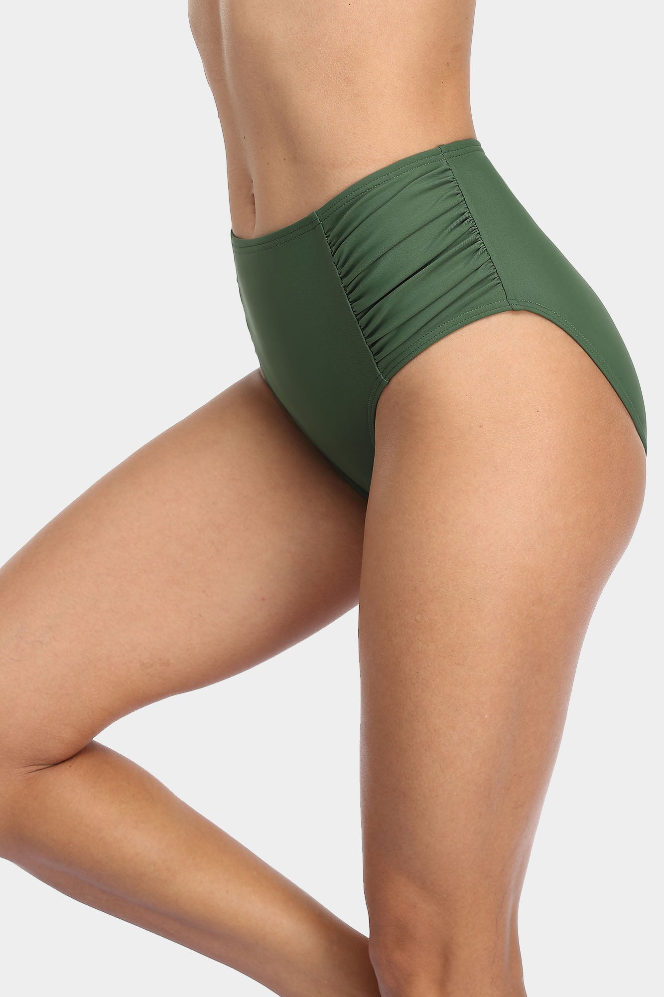 Attraco Women's Solid High Waisted Pleated Bikini Swim Bottom-Attraco | Fashion Outdoor Clothing