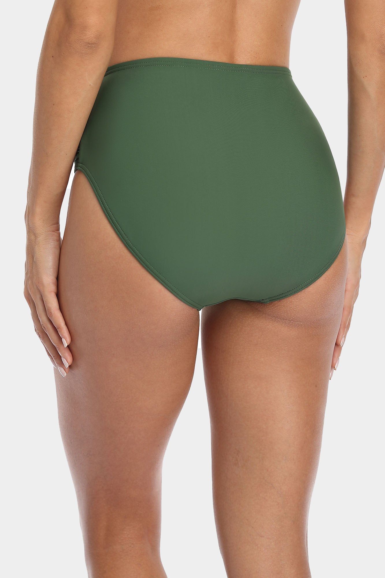Attraco Women's Solid High Waisted Pleated Bikini Swim Bottom-Attraco | Fashion Outdoor Clothing