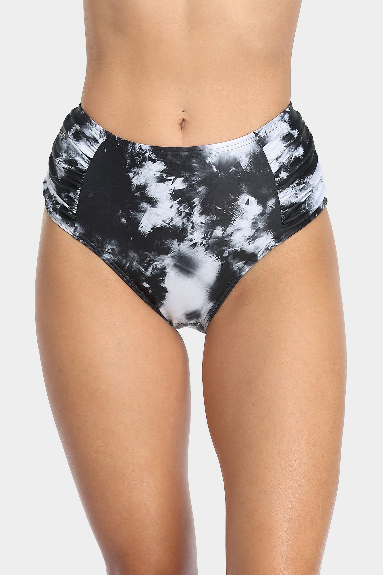 Attraco Women's Solid High Waisted Pleated Bikini Swim Bottom-Attraco | Fashion Outdoor Clothing