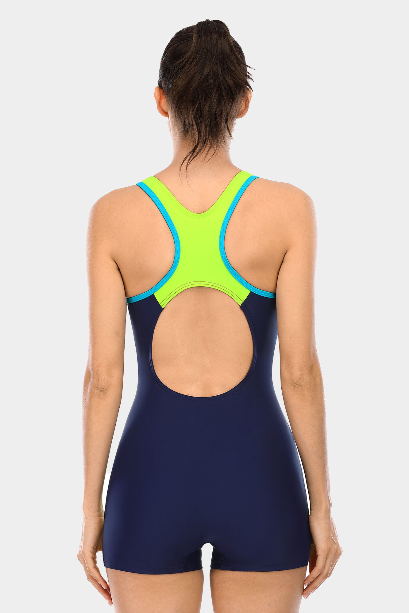 Attraco Green Pullover Athletic Boyleg Racerback Swimwear-Attraco | Fashion Outdoor Clothing