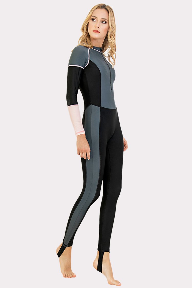 Attraco Front Half-Zipper Grey One Piece Surfing Wetsuit-Attraco | Fashion Outdoor Clothing