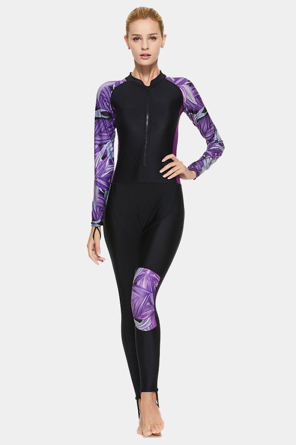 Attraco Printed Quick-drying Sunscreen UPF50+ One-piece Surfing Snorkeling Wetsuit-Attraco | Fashion Outdoor Clothing