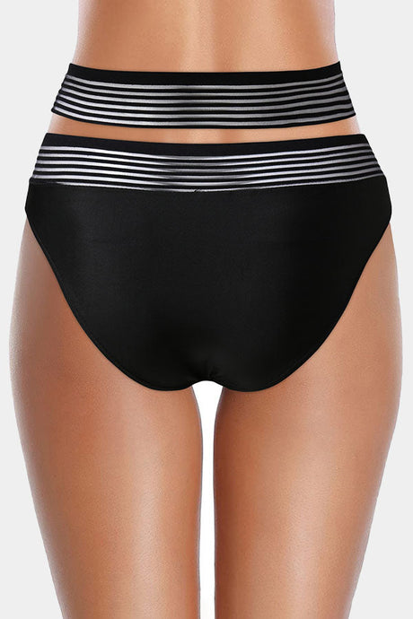 Black Black Crisscross Mesh High Waited Bikini Bottom