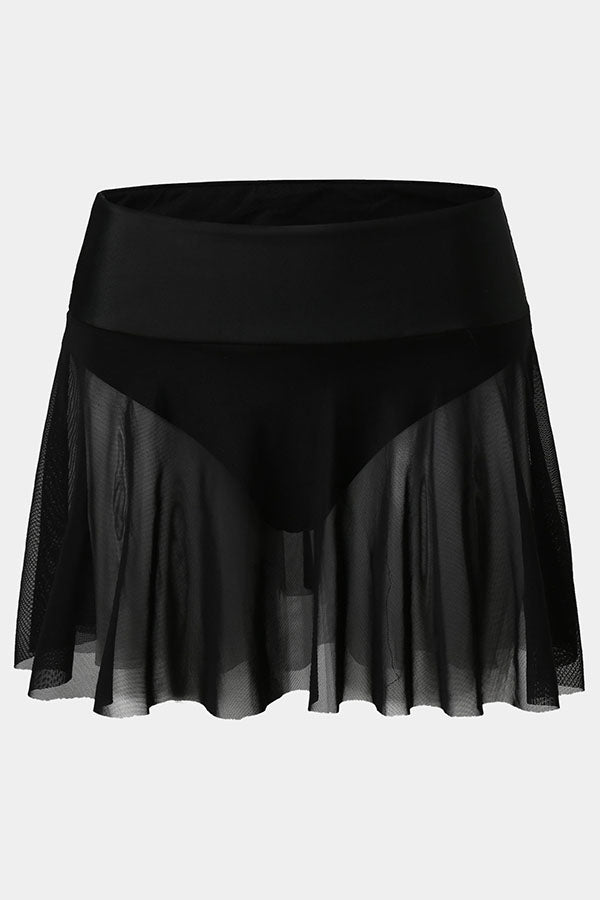 Skort da nuoto con mesh nero nero da donna