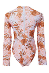 Clearance | Love-filled Floral Print Zip Long Sleeve UPF50+ Rash Guard