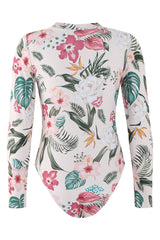 Sweety Pink Floral Zip Long Sleeve UPF50+ Rash Guard