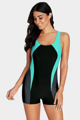 Attraco Women's Aqua Short Boyleg Racerback Athletic Swimsuit-Attraco | Fashion Outdoor Clothing