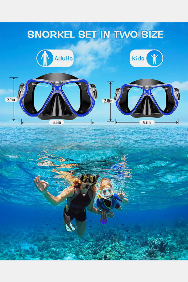 Adults Dry Snorkel Set Panoramic Wide View Anti-Fog Scuba Diving Mask