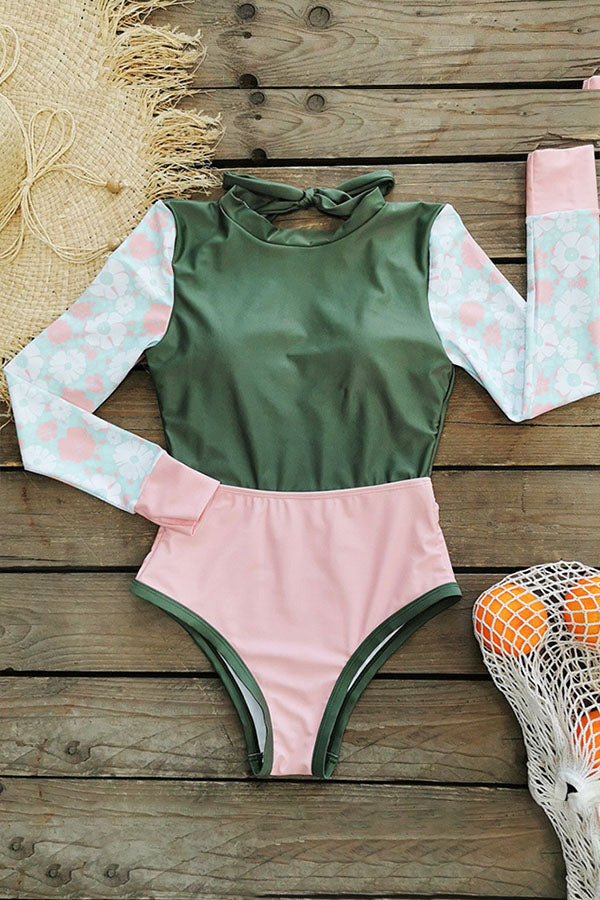 Women's Colorblock Backless Long Sleeve UPF50+ Rash Guard |Attraco