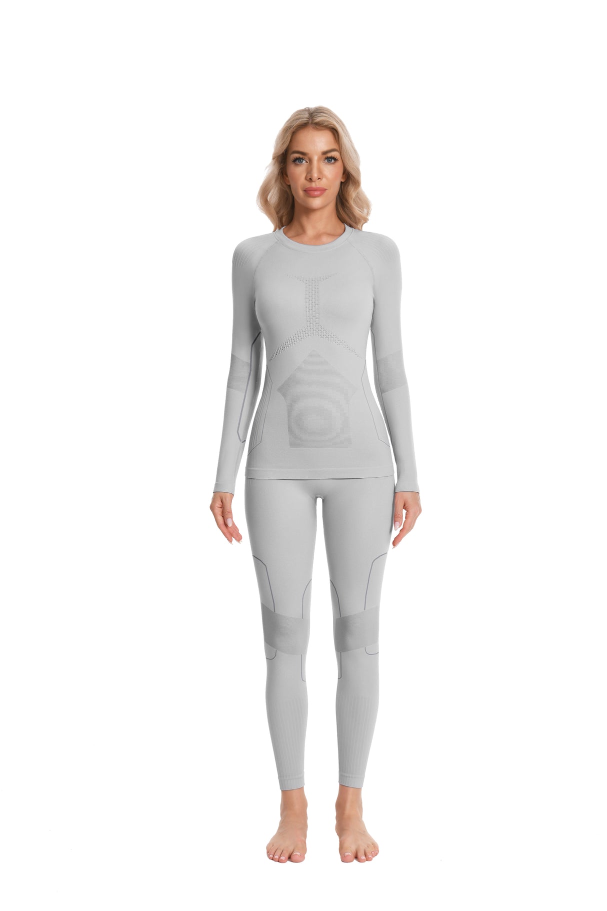 Women Thermal Sports Warm-Up Underwear Set for Skiing GRAY