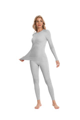 Women Thermal Sports Warm-Up Underwear Set for Skiing GRAY