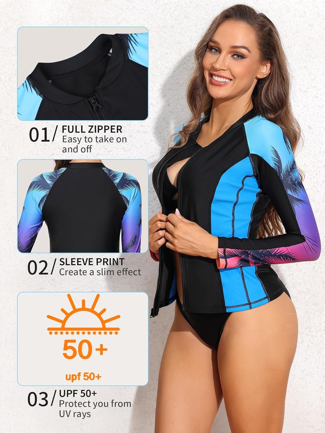 Camisa de natación de protección para el sol del traje de apertura del apertura para mujeres upf 50+