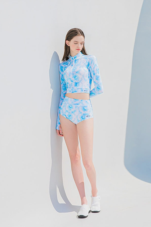 Clearance | Fashionable and Sexy Tie Dye Print Long -Sleeved Swimsuit UPF50+ Rash Guard