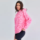 Leopard Print Hooded Oversized Comfort Sweatshirt with Pocket