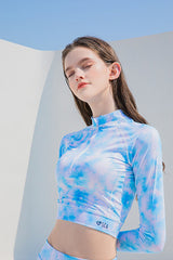 Clearance | Fashionable and Sexy Tie Dye Print Long -Sleeved Swimsuit UPF50+ Rash Guard