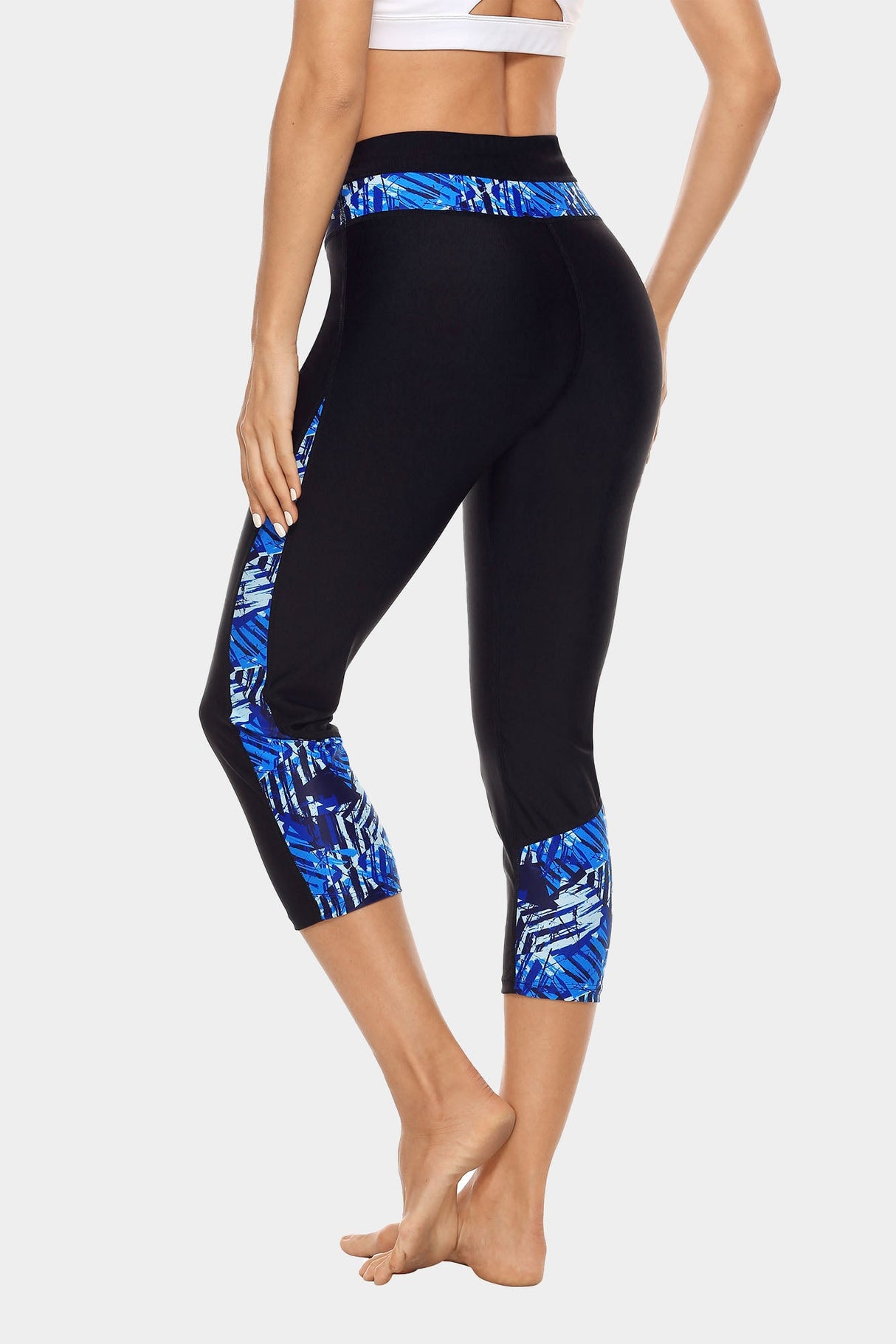 Printed High Waist Capri Swim Tight-Attraco | Fashion Outdoor Clothing