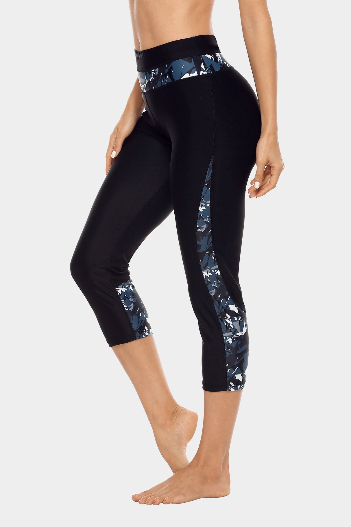 Printed High Waist Capri Swim Tight-Attraco | Fashion Outdoor Clothing