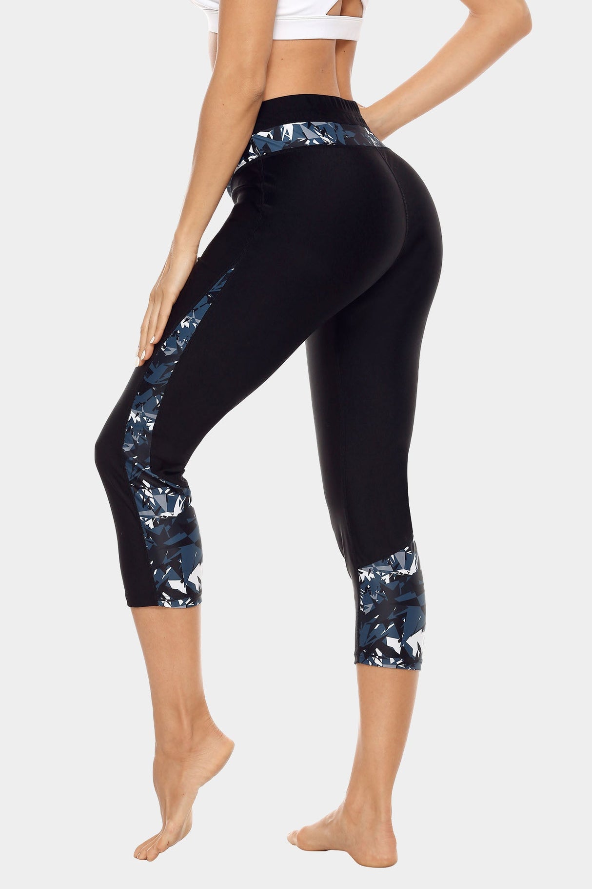 Printed High Waist Capri Swim Tight-Attraco | Fashion Outdoor Clothing