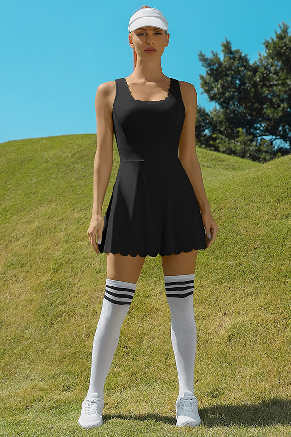 Black Athletic Women's Tennis Dress with Pockets, Black/Size L Black Athletic Women's Tennis Dress with Pockets, Black/Size L