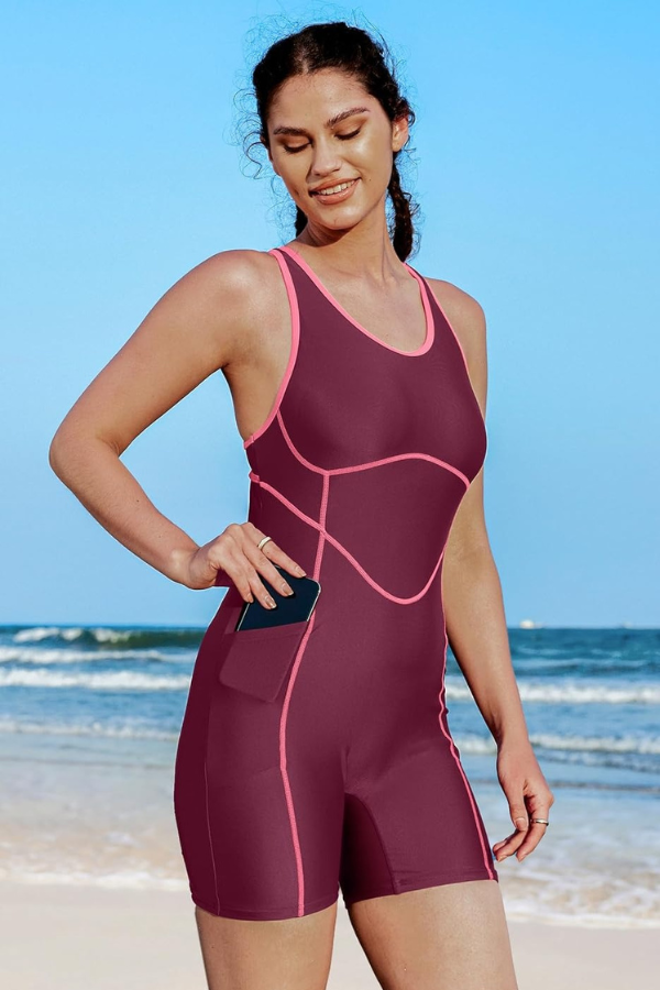 One Piece Bathing Suits Knee Length Bodysuits Attraco