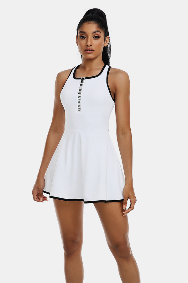 Robe de tennis robe d'entraînement avec short et soutien-gorge intégré sans manches