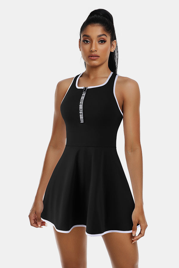 Robe de tennis robe d'entraînement avec short et soutien-gorge intégré sans manches