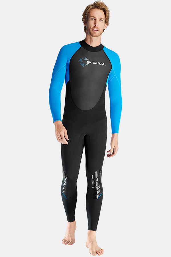 Premium 3mm Men's One-Piece Warmth and Cold-Proof Blue Wetsuit