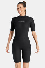 Cold-Proof And Warm One-Piece Short Sleeve 3MM Women's Black Wetsuit